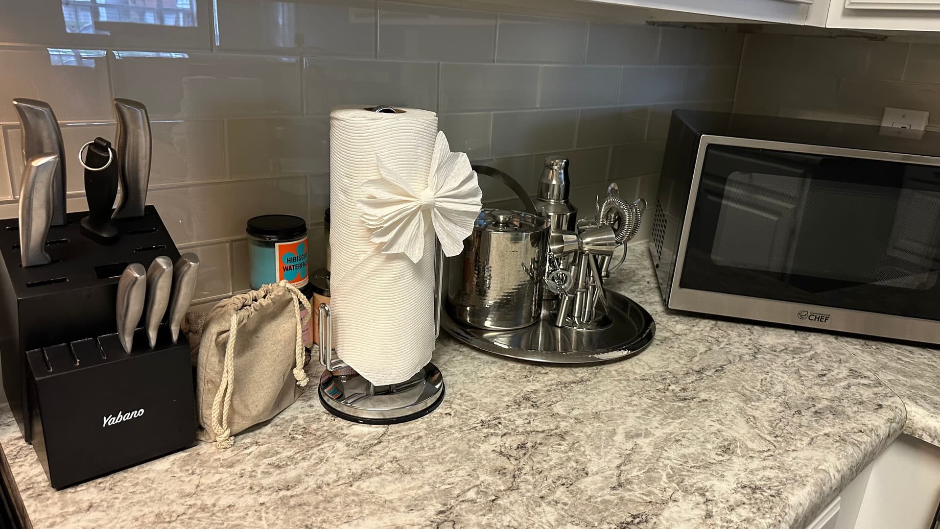 A tidy kitchen counter after a residential cleaning visit